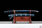 Purple samurai katana featuring BO-HI and Hamon