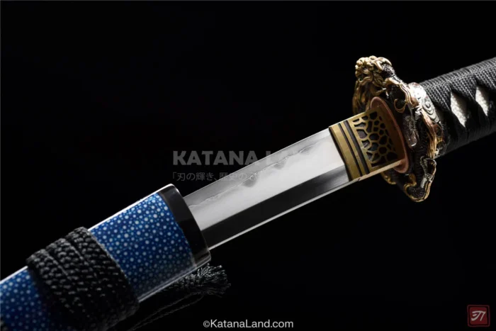 Decorative purple katana featuring authentic Hamon