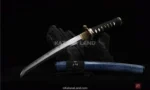 Elegant Damascus steel katana sword in purple