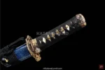 Remarkable Hamon finish on Damascus steel katana