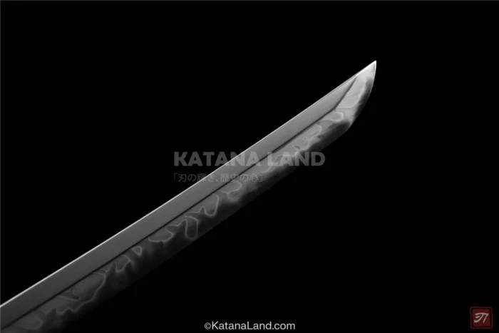 Black blade katana with Hamon for aesthetics