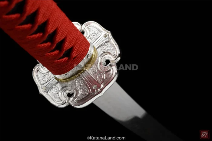 Unique red samurai katana with Hamon pattern
