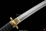 Unique Damascus steel katana with deep BO-HI grooves