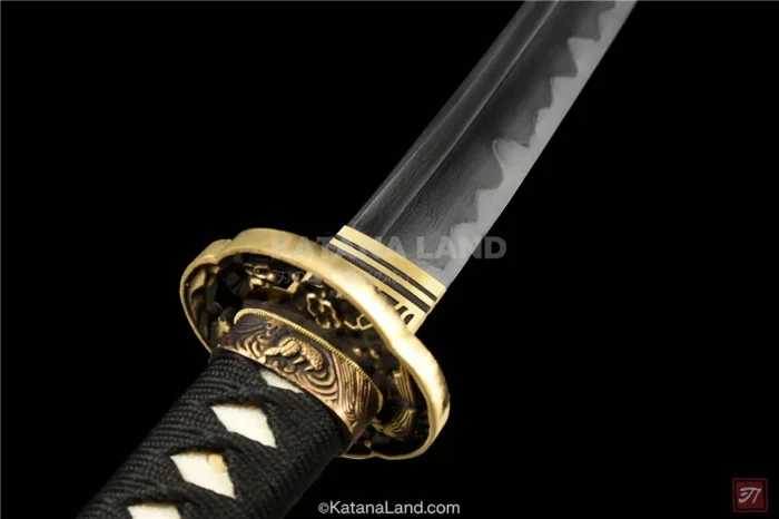 Unique black Damascus steel katana