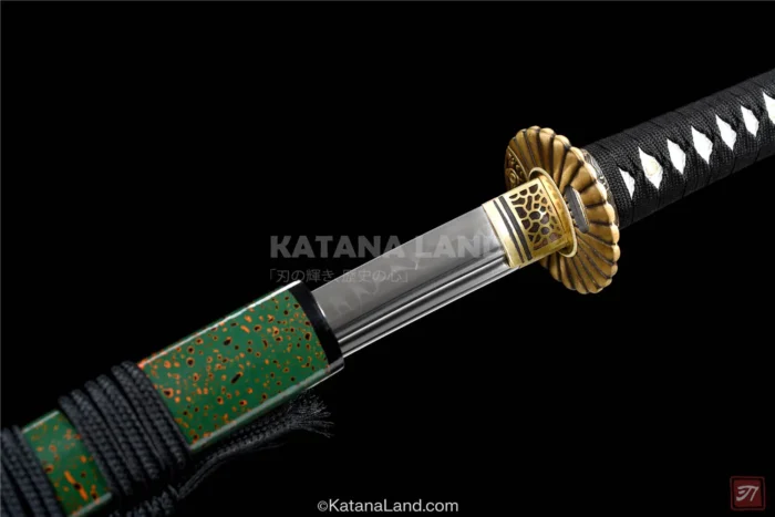 Stunning katana swords in green with Hamon