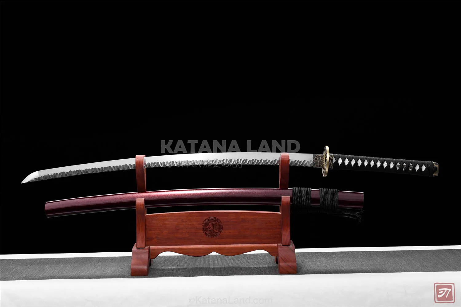 Black Damascus steel samurai katana