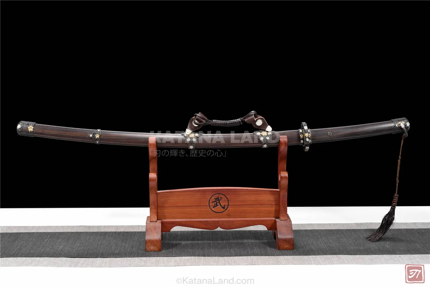 Ebony Cherry Blossom Katana with Damascus steel blade