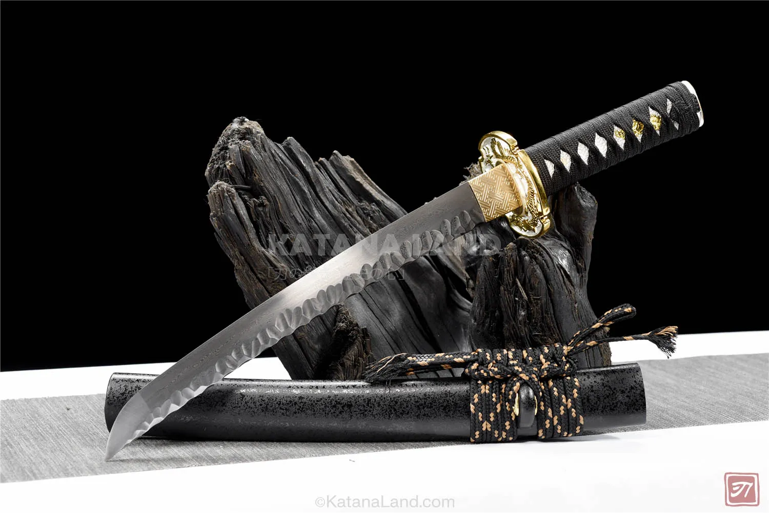 Black Dual Dragon Tanto Samurai Katana