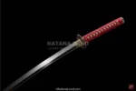 Elegant red katana swords with Hamon