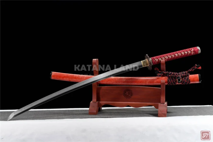 Kiku no Tachi red katana with unique Hamon