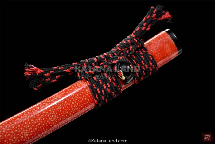 Red blade samurai katana with Hamon