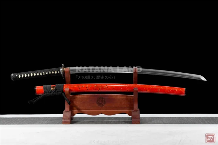 Red Katana Sword featuring BO-HI and Hamon