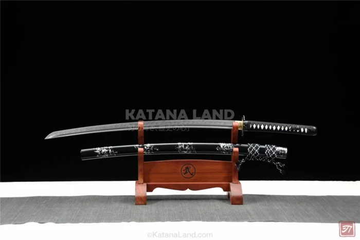 Black samurai katana featuring BO-HI