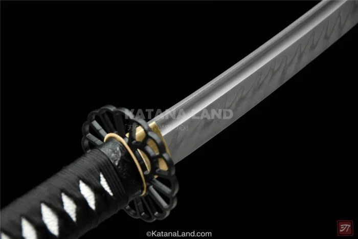 Elegant black katana sword with unique features
