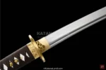 Damascus steel katana with distinctive BO-HI design