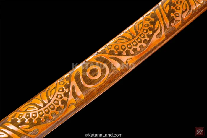 Hand-forged Orange katana with traditional features