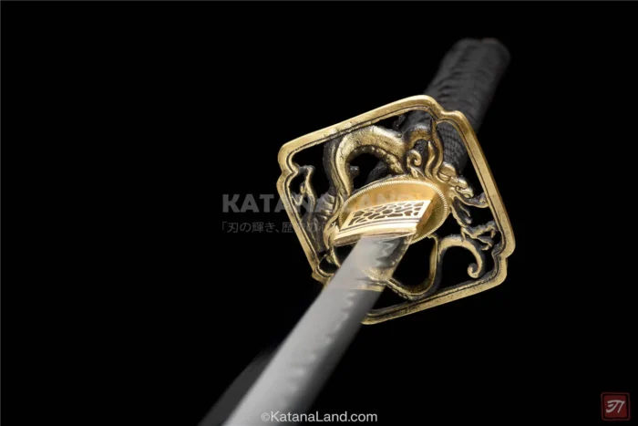 Dragon-Inspired Gold Katana Sword