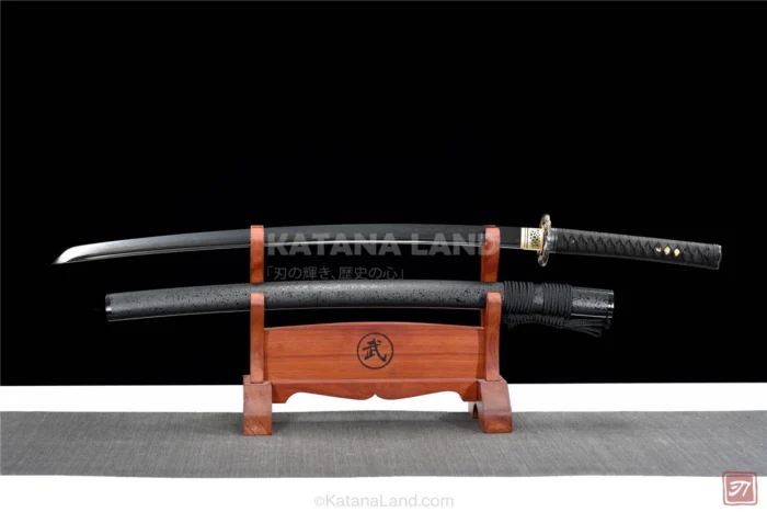 Black samurai katana featuring BO-HI