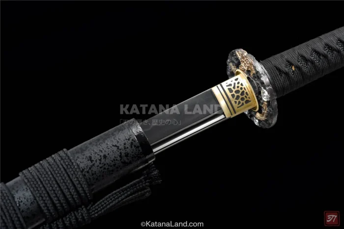Samurai katana with elegant black tsuba