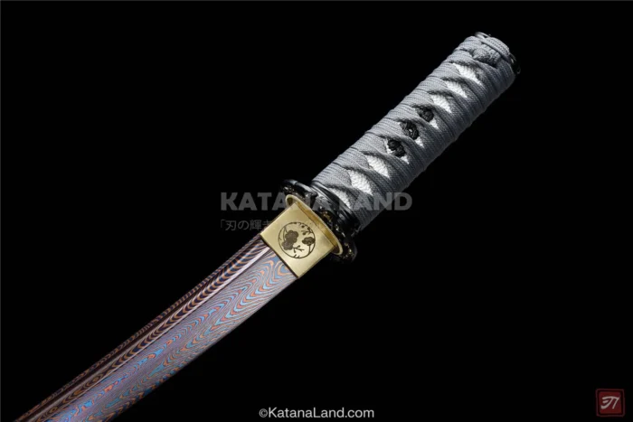 High-Quality Damascus Steel Katana with Decorative Elements