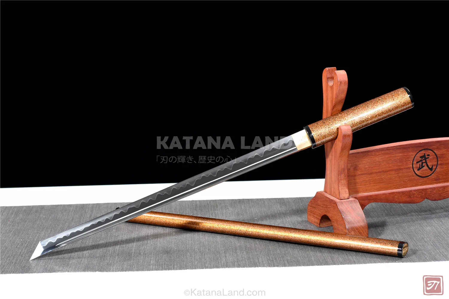 Gold Samurai Katana with BO-HI Design