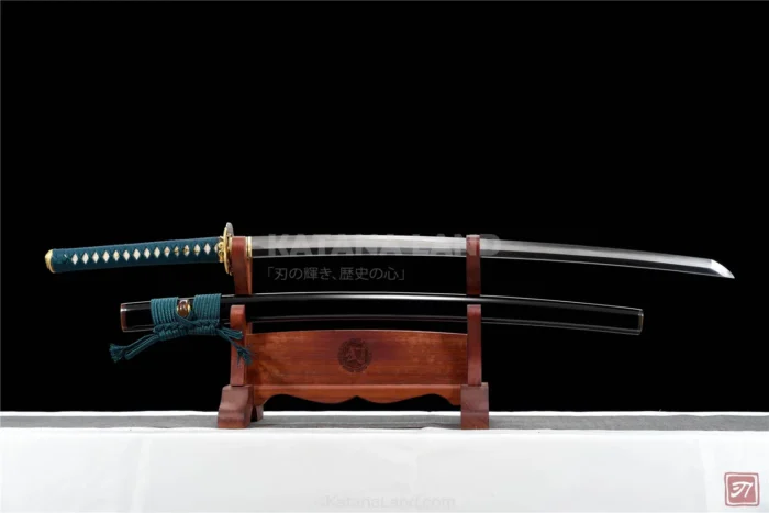 Black Damascus steel samurai katana