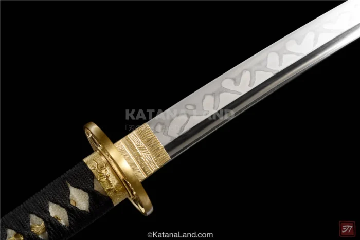 Elegant red katana sword with unique blade design