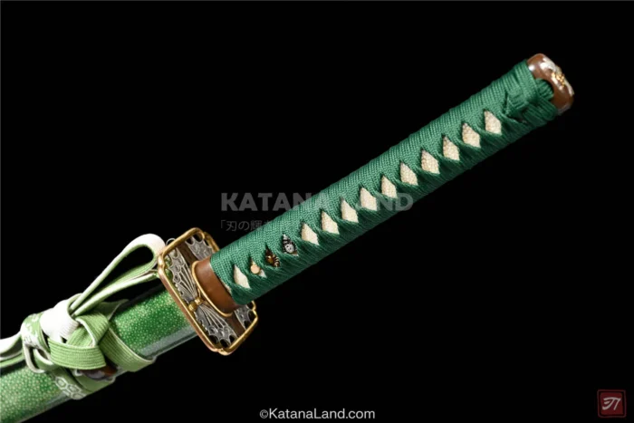 Artisan Green Samurai Katana with Traditional Hamon