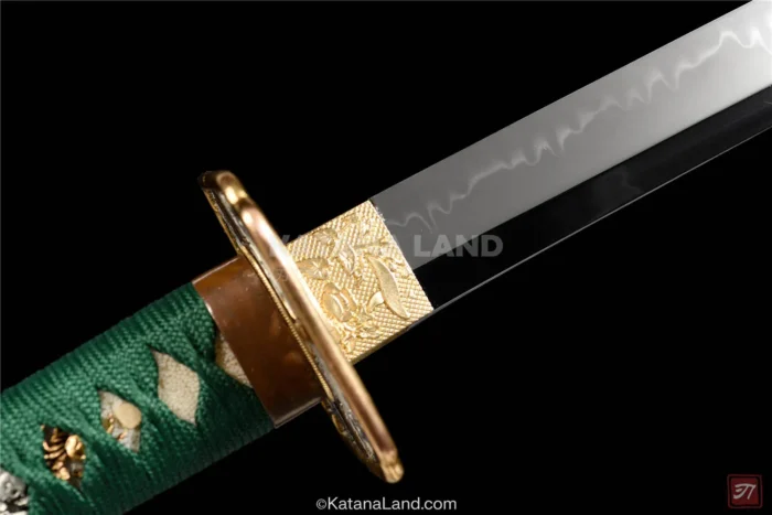 Elegant Green Katana Sword with Hamon