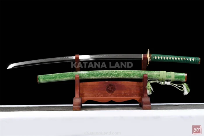Green Samurai Katana featuring Hamon