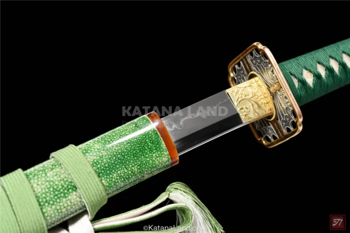 Green T10 Steel Samurai Sword with Unique Features