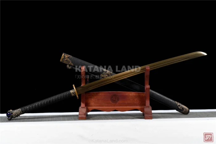 Elegant Black Katana with BO-HI Design