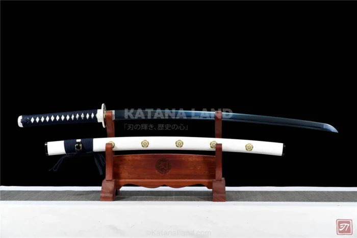 White Samurai Katana with BO-HI Design