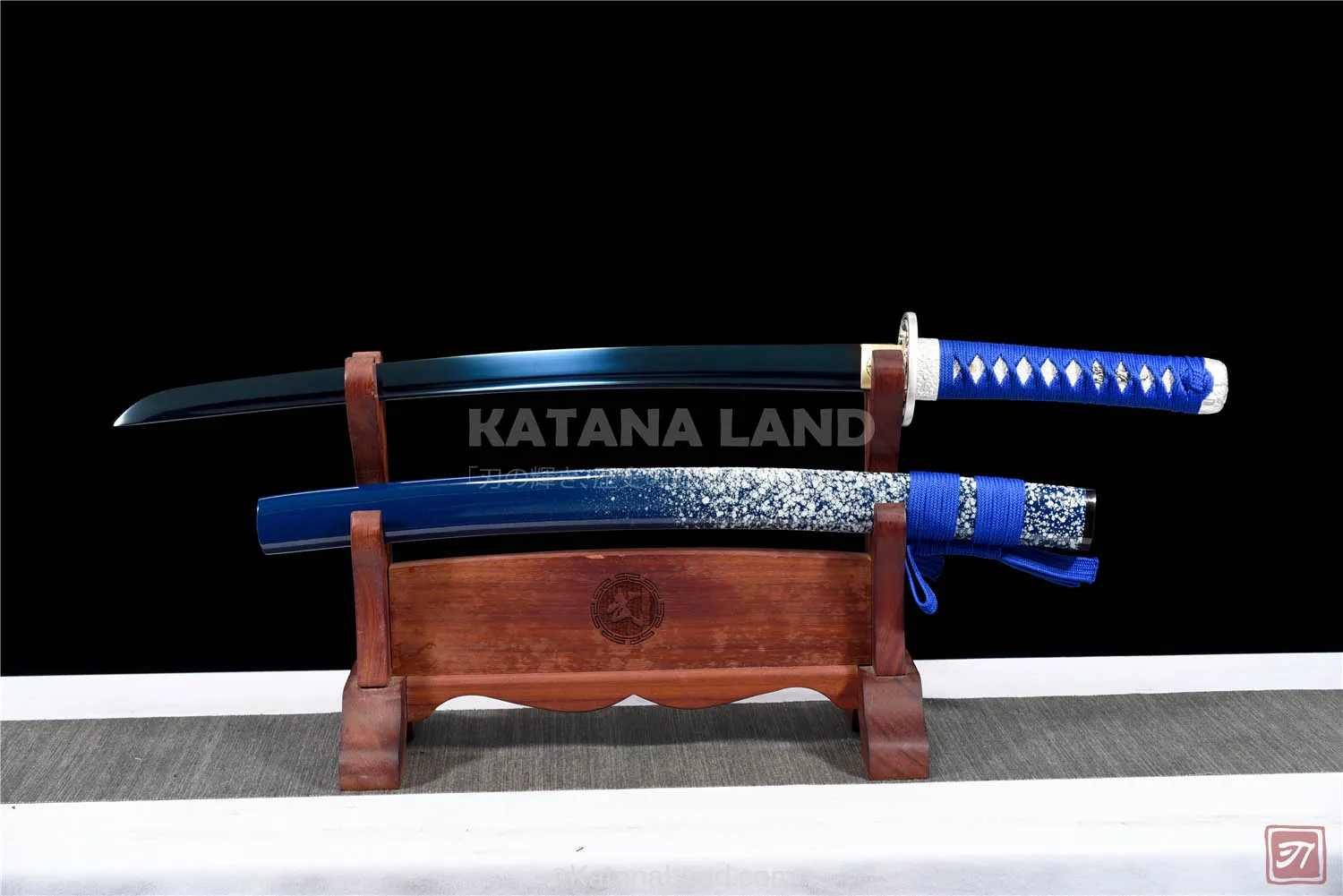 Blue Samurai Katana with BO-HI Design