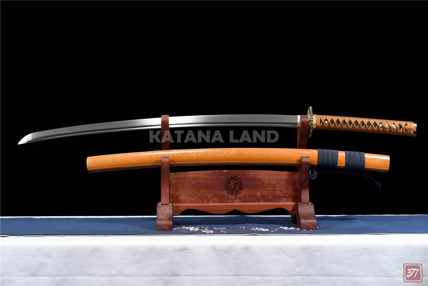 Orange katana swords featuring BO-HI design