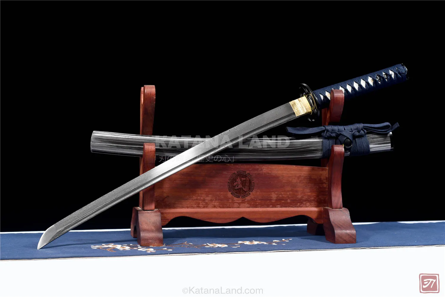 Gray Damascus steel samurai katana