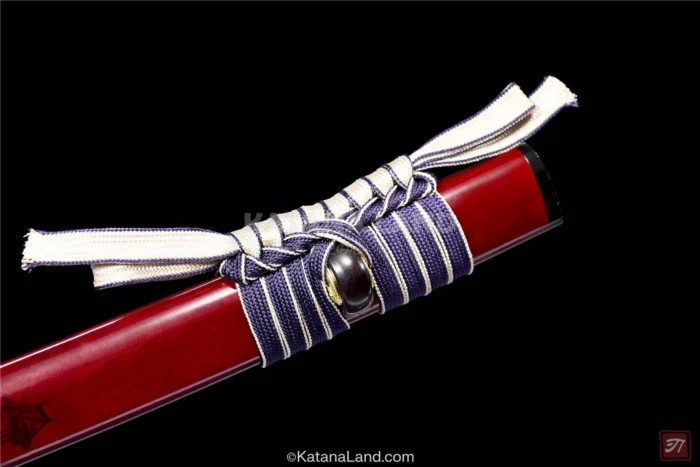 Elegant red Damascus katana