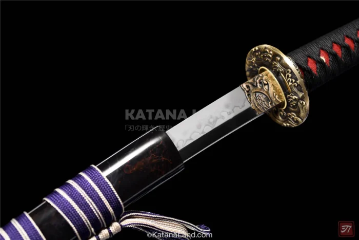 Elegant Black Samurai Katana with Hamon