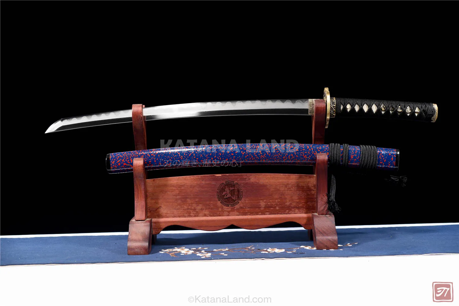 Purple samurai katana featuring unique Hamon pattern