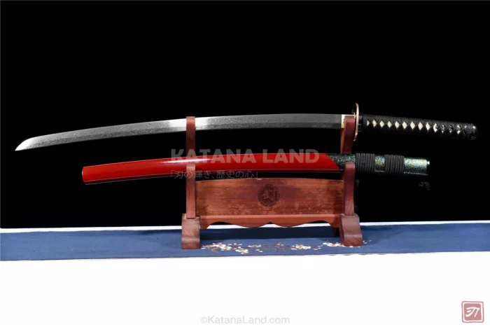 Red Samurai katana featuring unique Hamon pattern