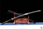 Stylish Black Katana with unique Hamon pattern
