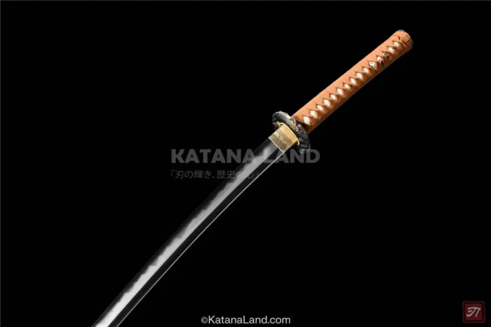 Sleek Black Katana with Distinctive Hamon