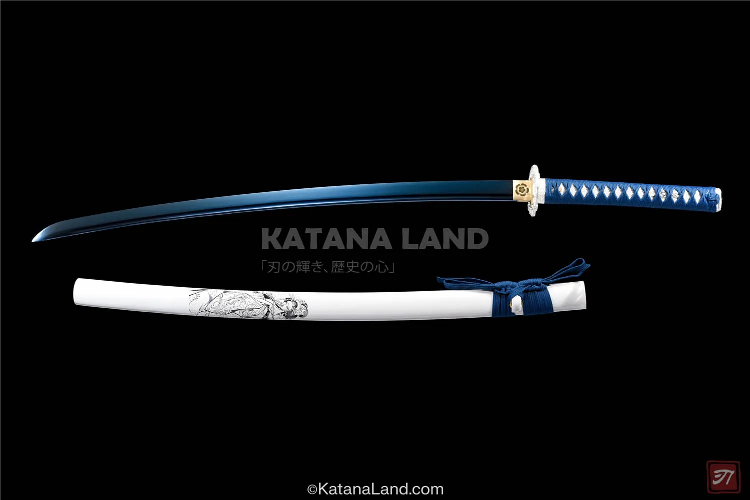 White Samurai Katana with Spring Steel Blade