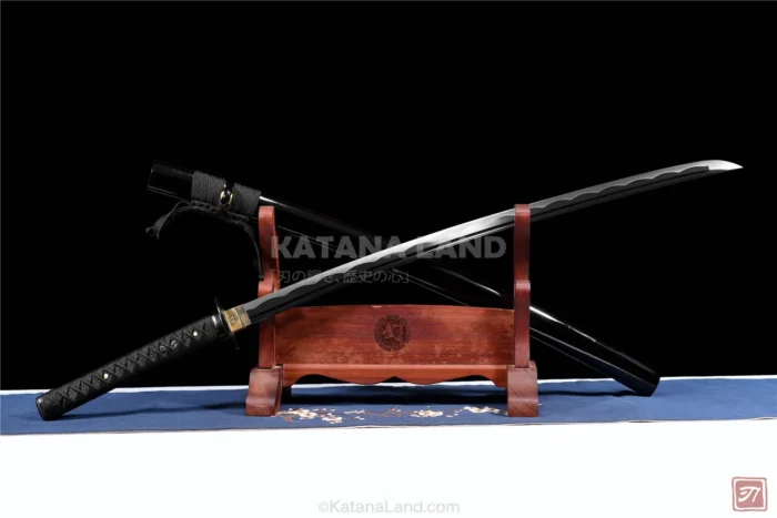 Elegant Black Katana Sword with Unique Features