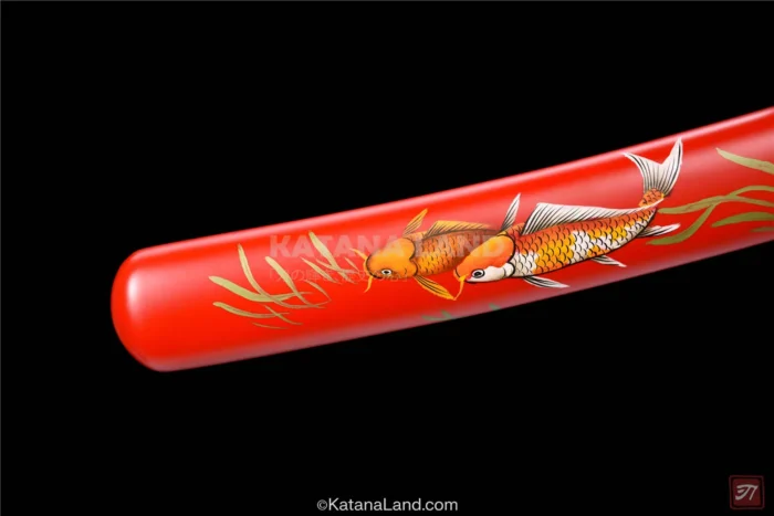 Red blade katana sword with exquisite hamon