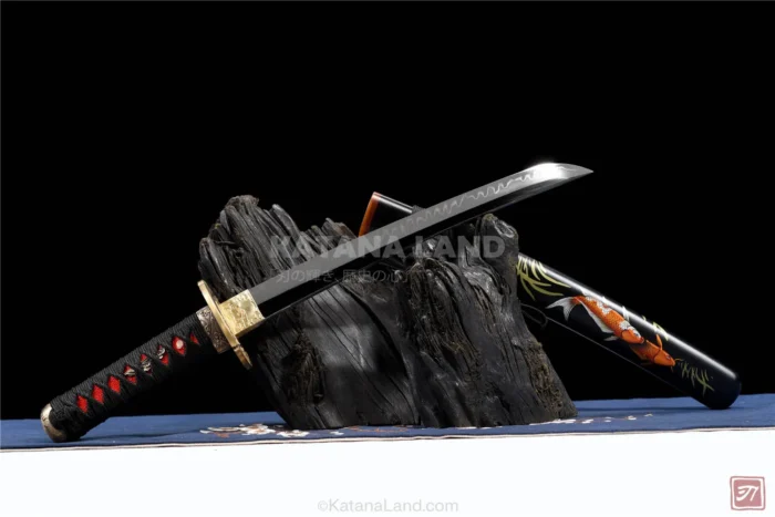 Elegant Black Katana with Authentic Hamon