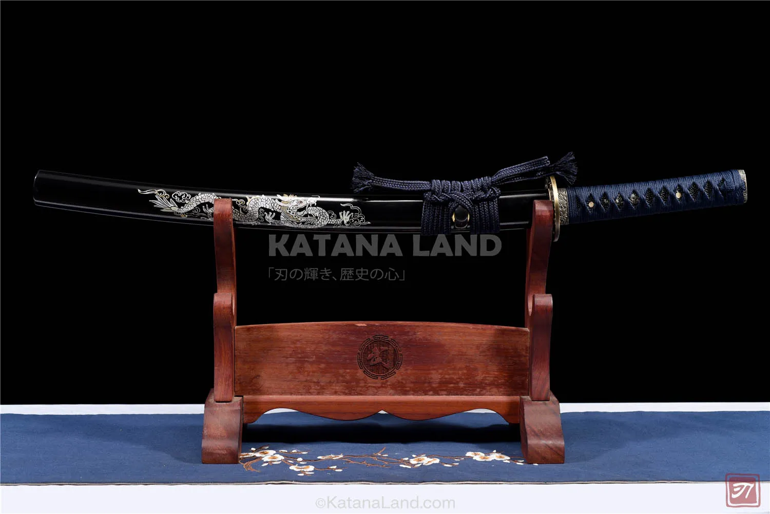 Azure Dragon Tanto - Black Damascus Steel Katana