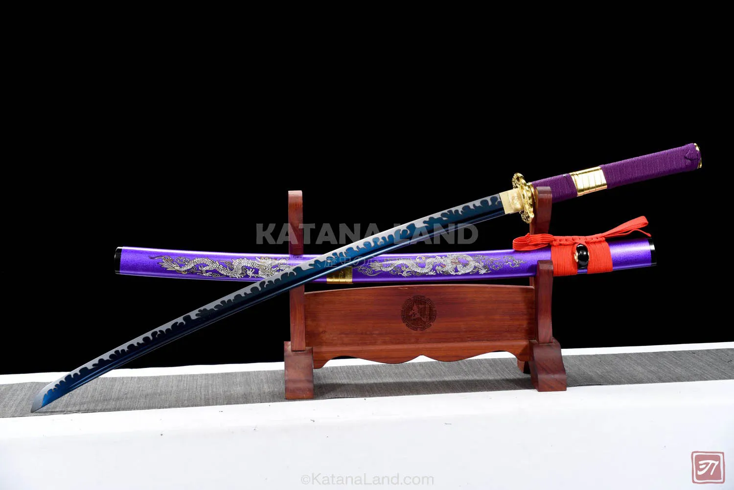 Blue Samurai Katana with Hamon Design