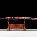 Crimson Oni Katana with Damascus Steel Blade