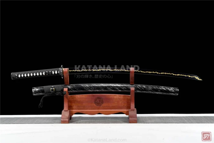 Black Samurai Katana Featuring Hamon